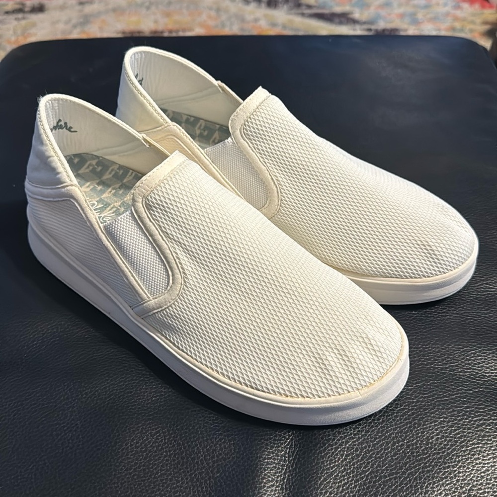 Olukai Ki’ihele White Mesh Slip-On Sneakers